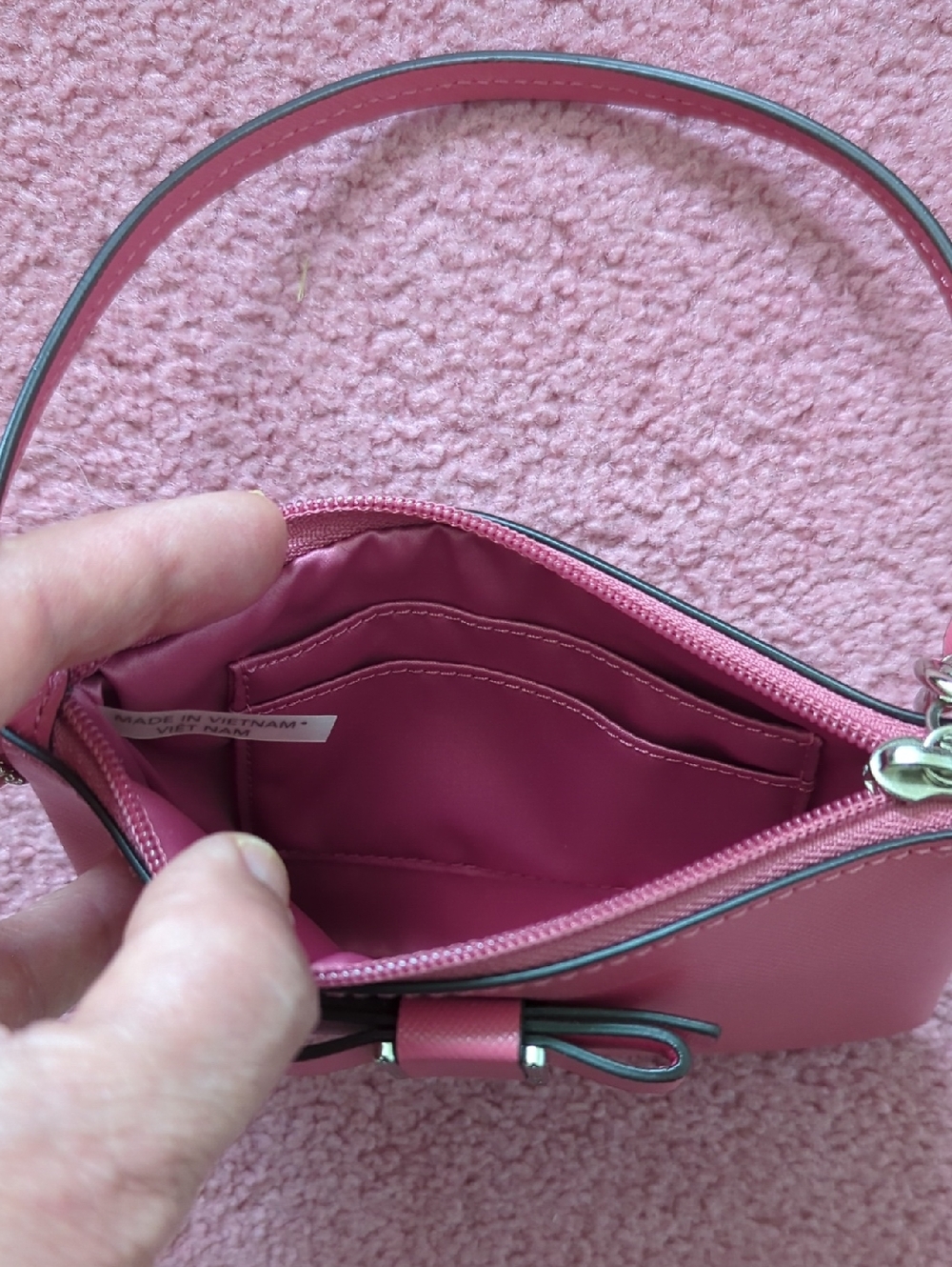 Coach Pink Leather Darcy Bow Wristlet - Picture 4 of 7